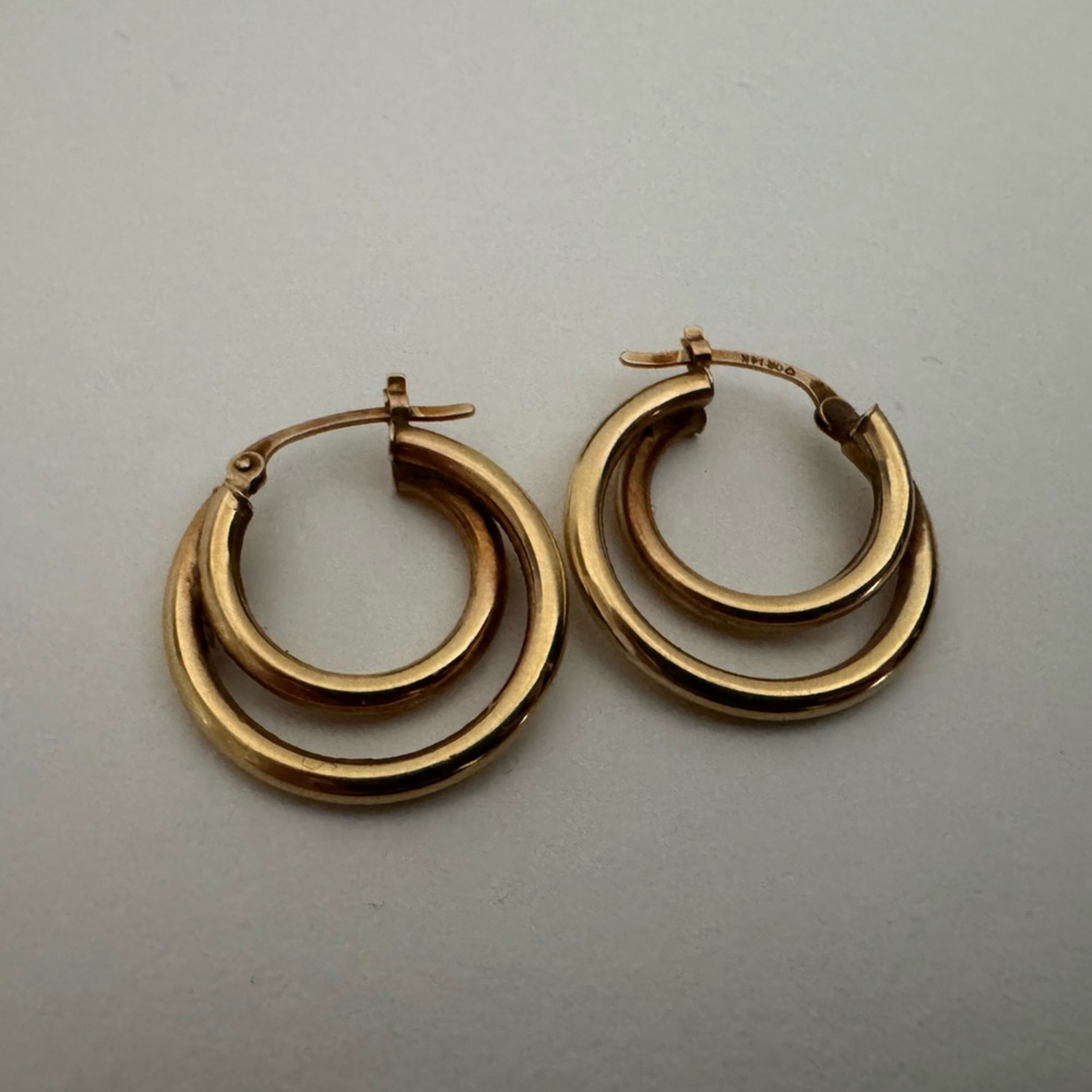 Vintage Solid 14k Gold “Double” Hoops